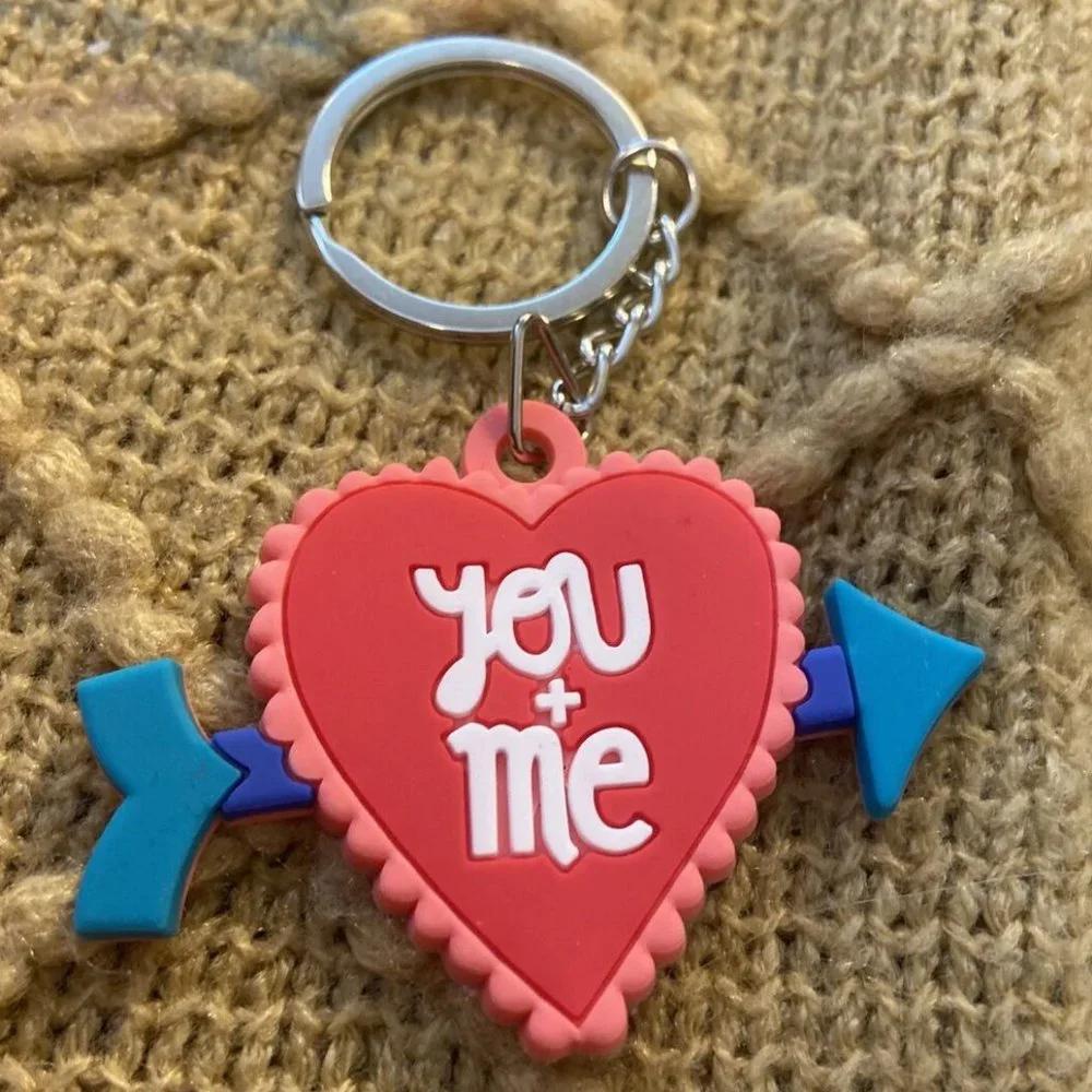 You and Me heart Valentines keychain
